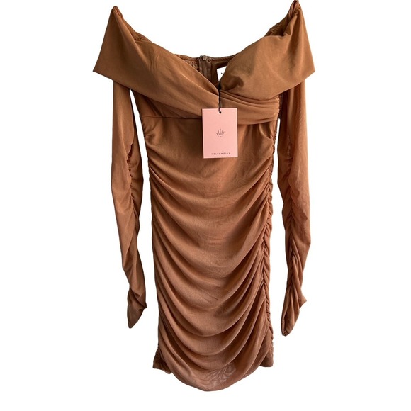 Hello Molly Women’s Size Medium US 6 Blush Pink Mesh Bodycon‎ Rushed Mini Dress - Picture 1 of 8